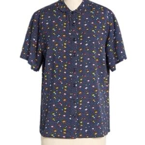 Circus x ModCloth | Mushroom Print Peter Pan Collar Button Down (UK 16 / US 12)